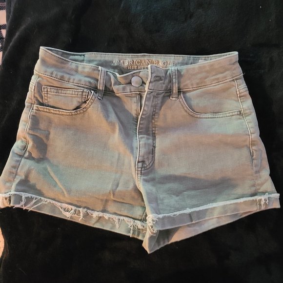 AE Denim Light Green Shorts - Picture 2 of 4